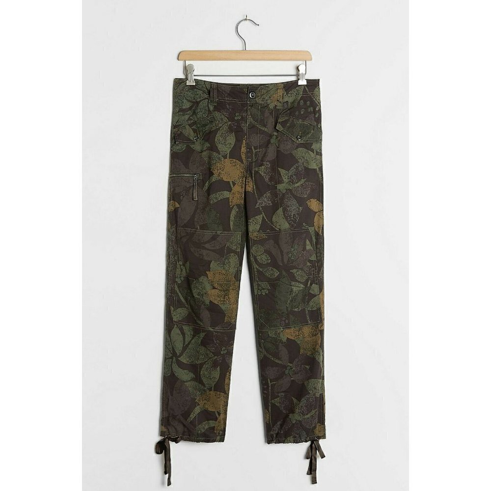 NWT Anthropologie Ripley Utility Pants 25 $118 Camo Green Floral Cropped